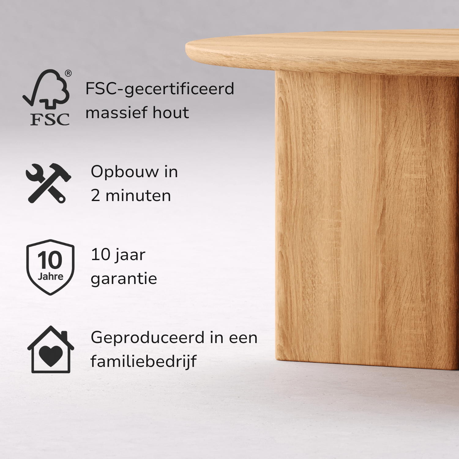 Salontafel van massief eikenhout 'Niva'