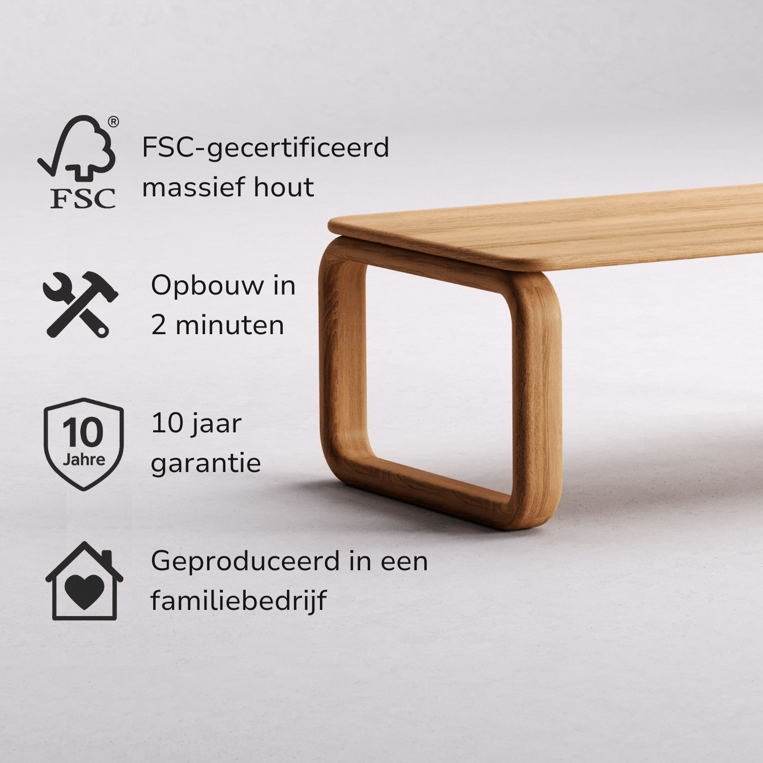 Salontafel van massief eikenhout 'Vesa'