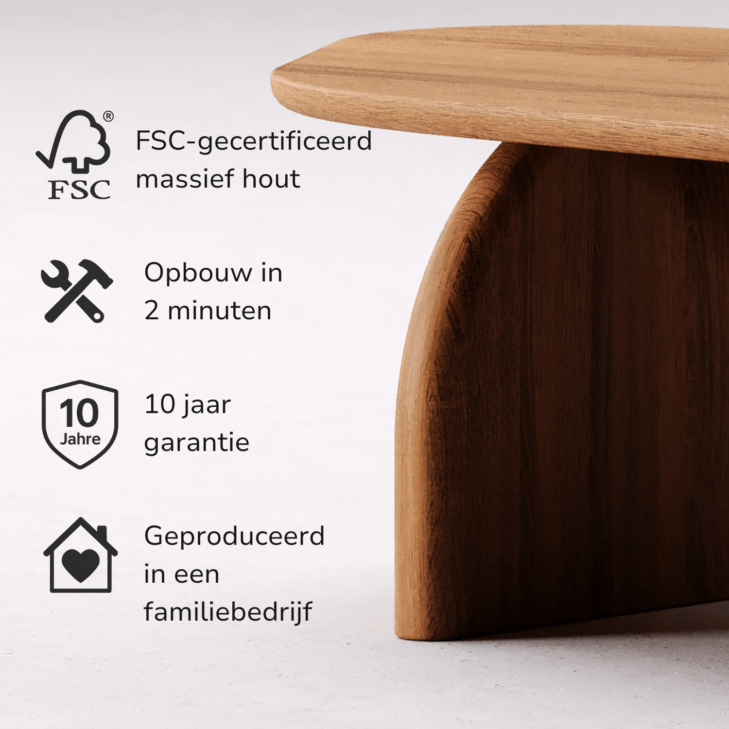 Salontafel van massief eikenhout 'Eira'