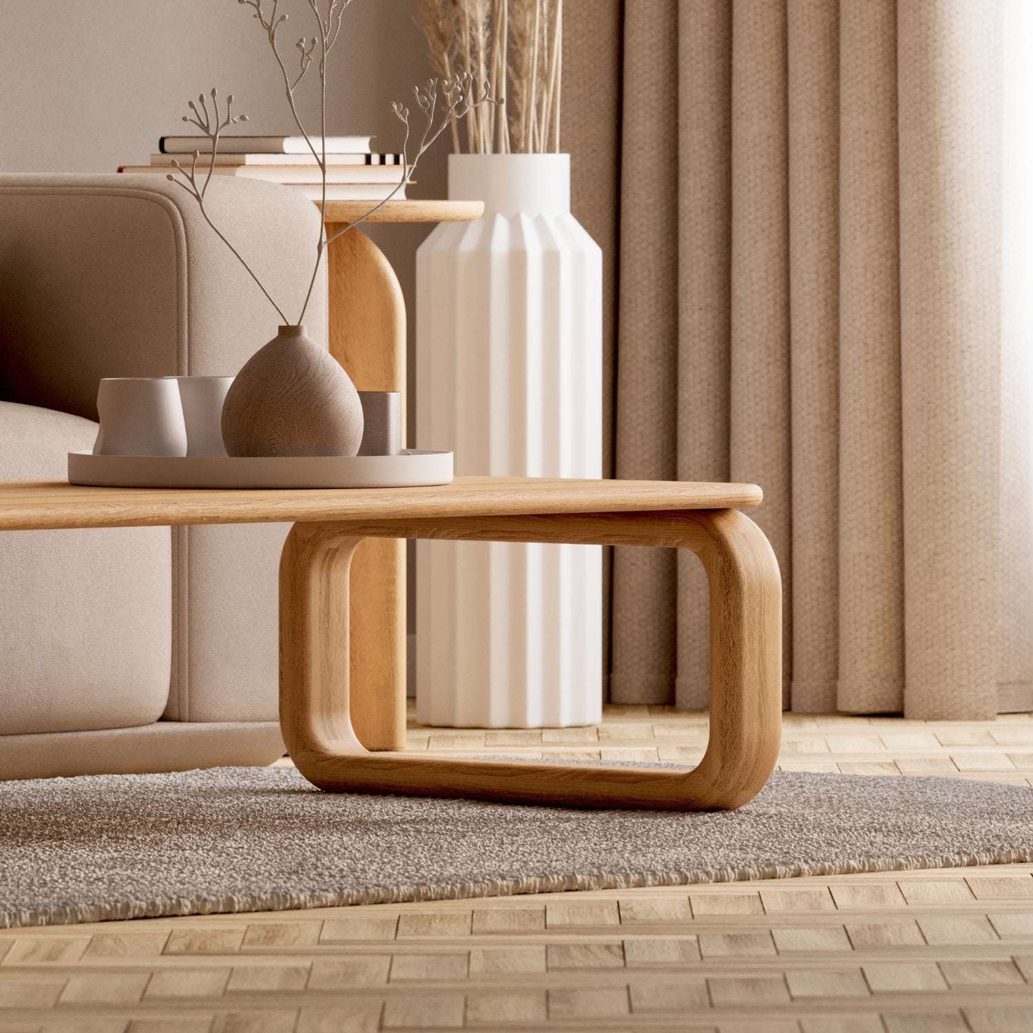 Salontafel van massief eikenhout 'Vesa'