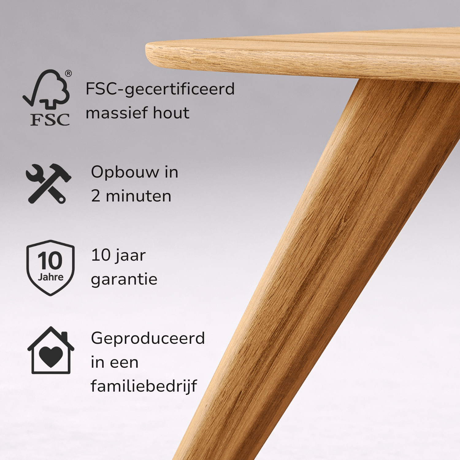 Salontafel van massief eikenhout 'Liv'