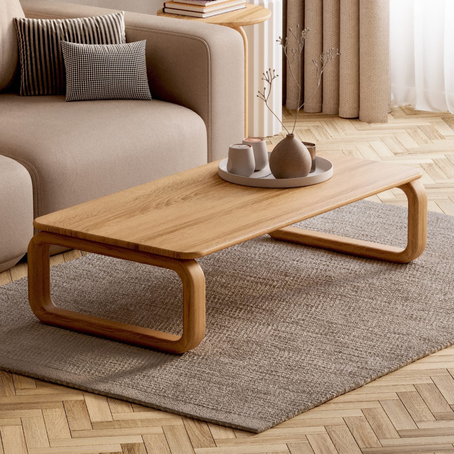 Salontafel van massief eikenhout 'Vesa'