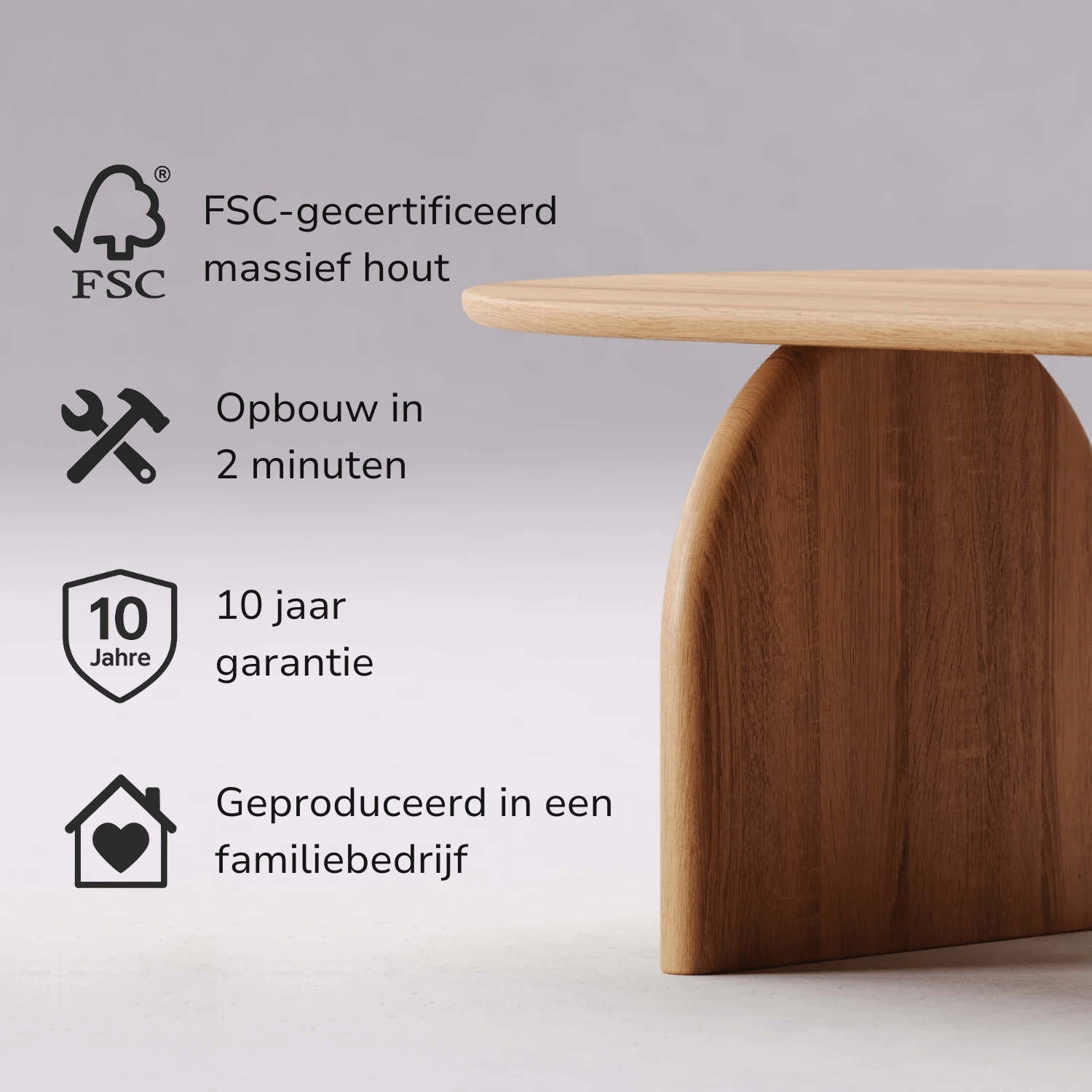 Salontafel van massief eikenhout 'Runa'