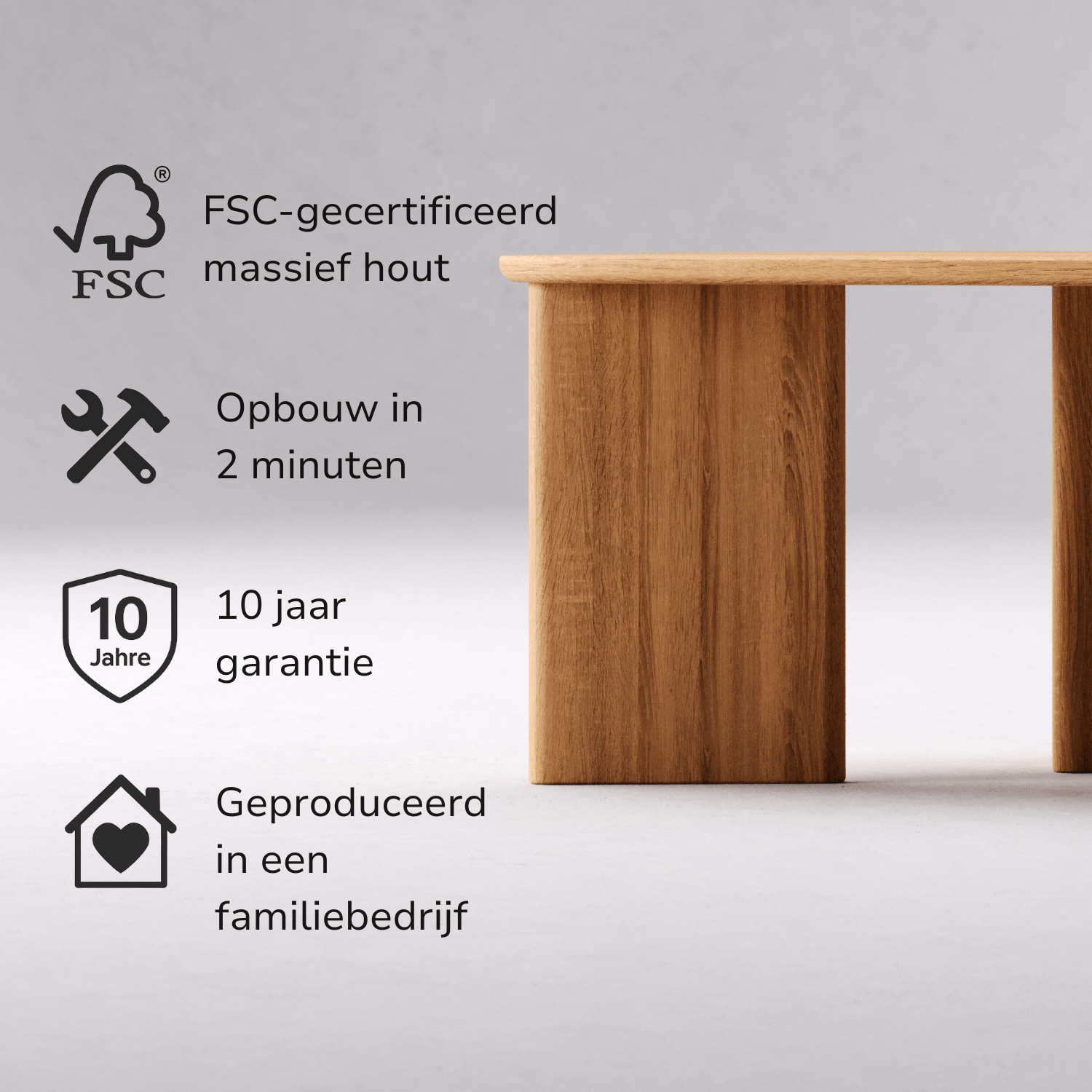 Salontafel van massief eikenhout 'Tova'