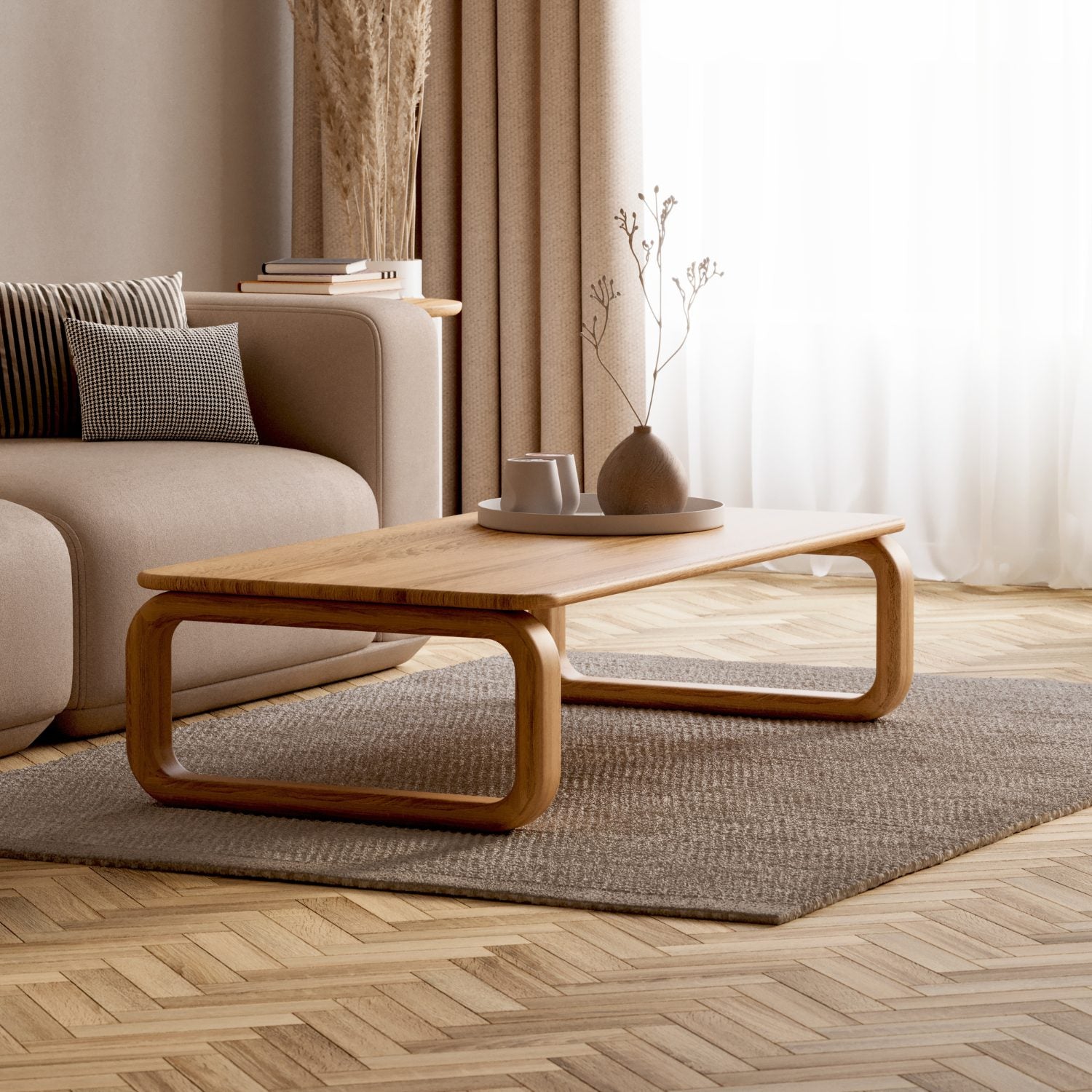 Salontafel van massief eikenhout 'Vesa'